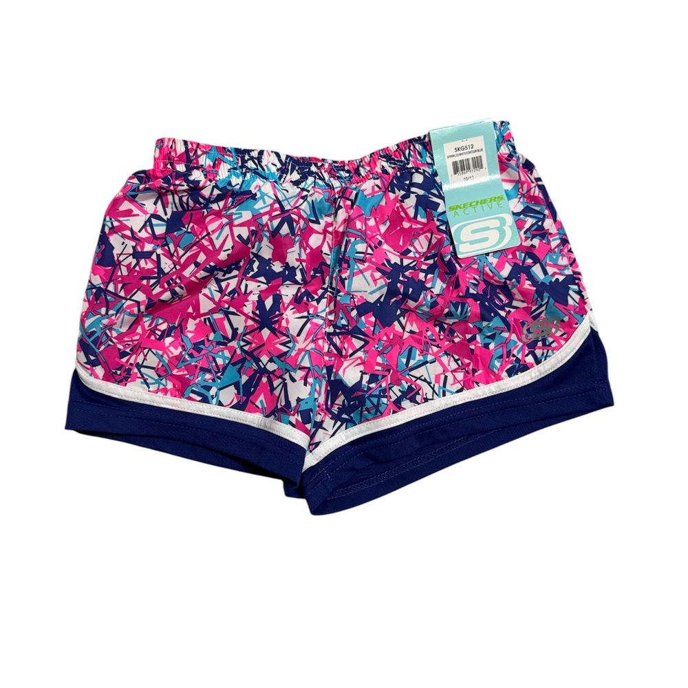 Skechers Pink and Blue Athletic Shorts Vibrant Floral Design Girls Size 10/12